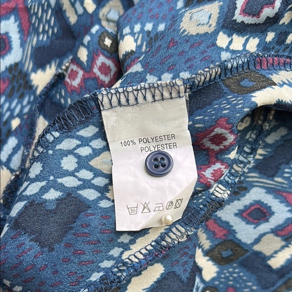 ANNA KAY Geometric Print Long Sleeve Button Down Flounce Dress | Medium - Picture 5 of 5